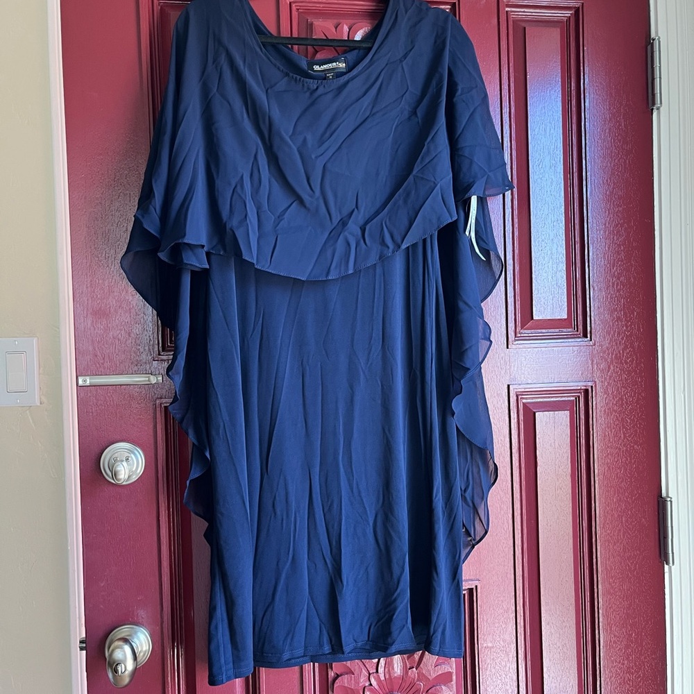Source Unknown Asymmetrical Blue Dress